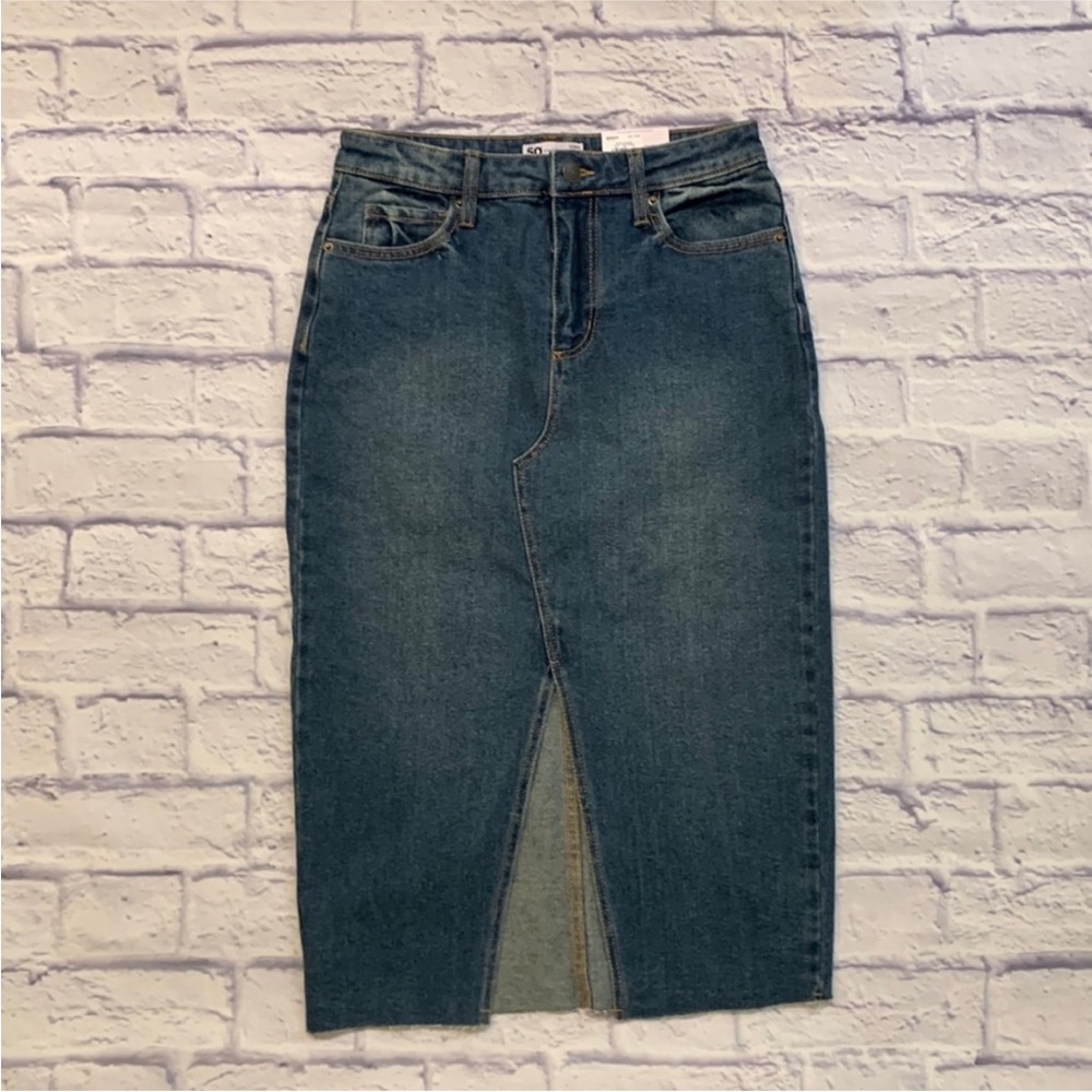SO Denim Midi Skirt in Dark Blue